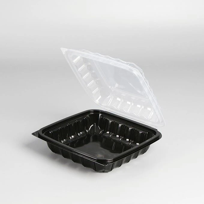 YANG RUI New Item Eco Friendly Take Out Food Container T To Go Box Restaurant Black 3 Compartment Trays With Clear Top