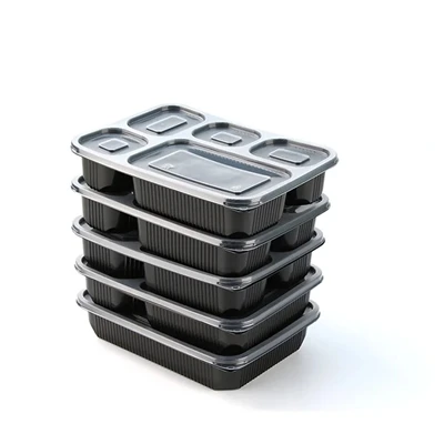 Безкоштовний зразок чорного ресторанного обіду Bento Box із 2 відділеннями, п...
